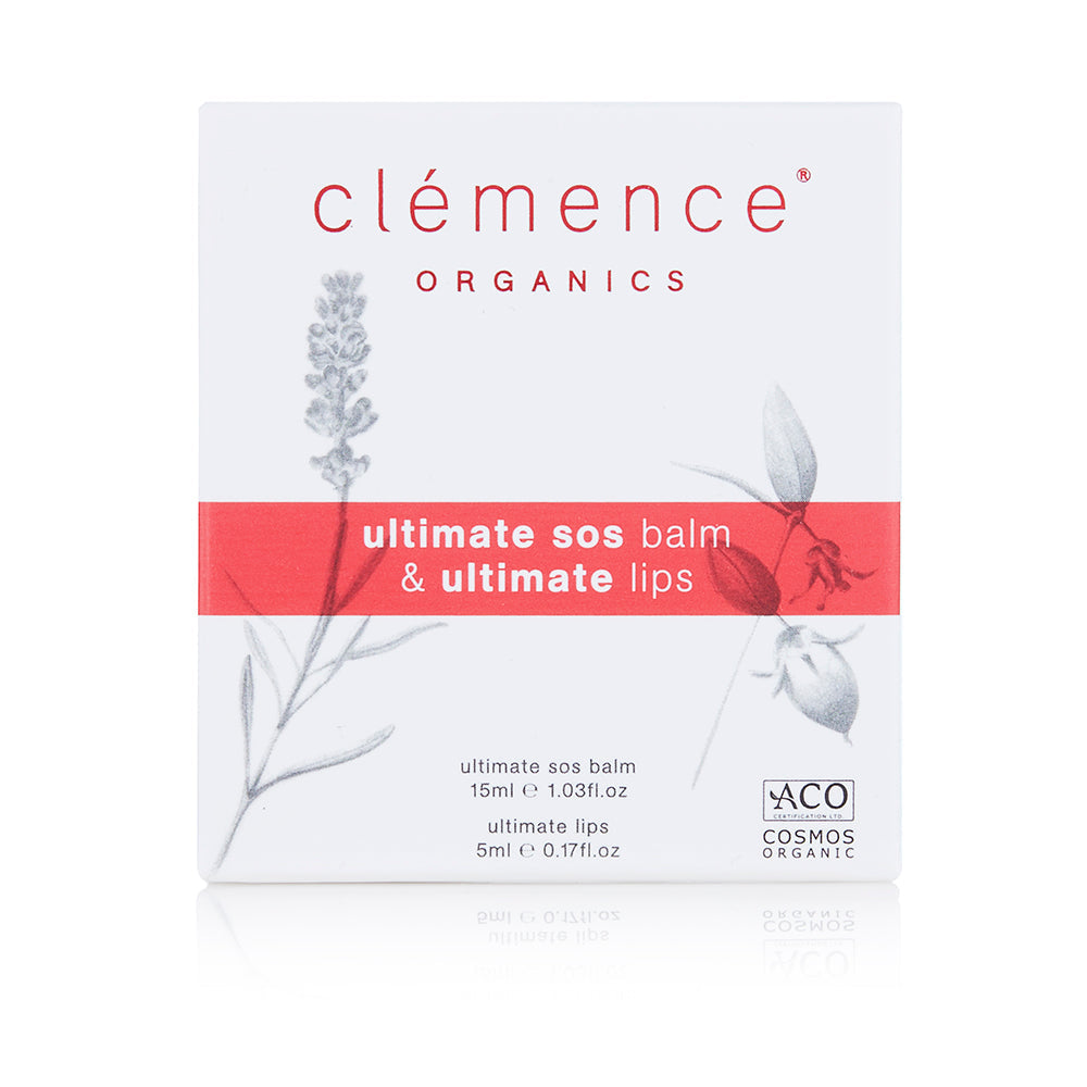 Clemence Organics Ultimate SOS Balm & Ultimate Lips Gift Box 20ml